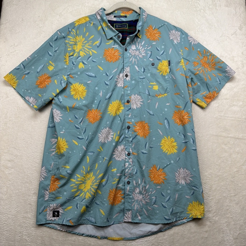 William Murray Men's Blue Floral Print Button Up Shirt‎ XL